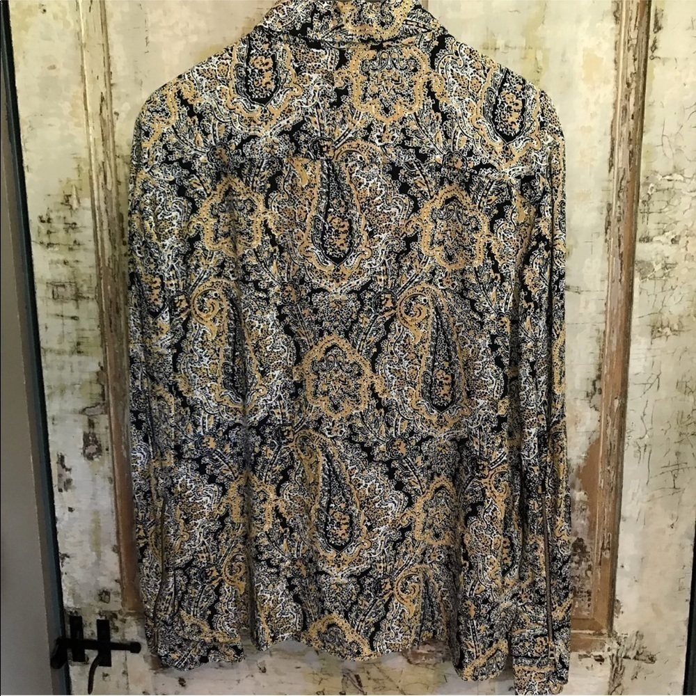 New Zara Women Blouse XS Paisley Zipper Detail - Picture 4 of 7